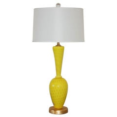 Murano Glass Lamp in Canary Yellow with Gold