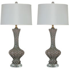 Pair of Vintage Dino Martens Murano Lamps