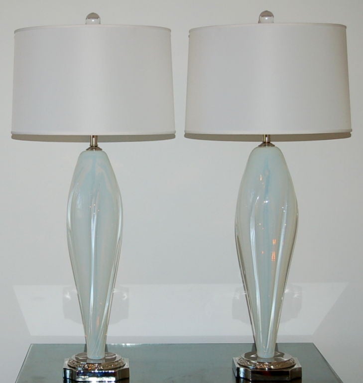 Mid-Century Modern Vintage Murano Lamps of White Opaline by Seguso For Sale