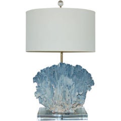 Velvety Egyptian Blue Suede Coral Lamp