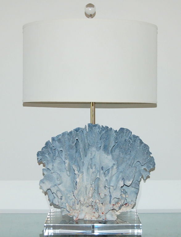 Velvety Egyptian Blue Suede Coral Lamp In Excellent Condition In Little Rock, AR