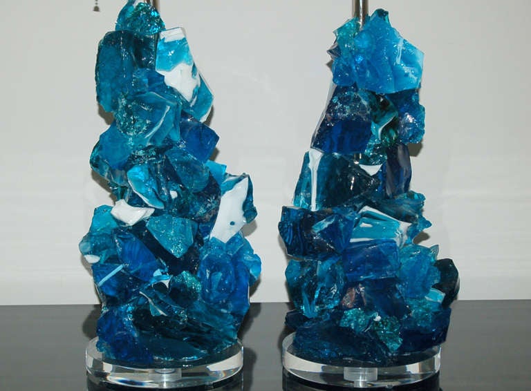 American Blue Ice Rock Candy Lamps by Swank Lighting For Sale