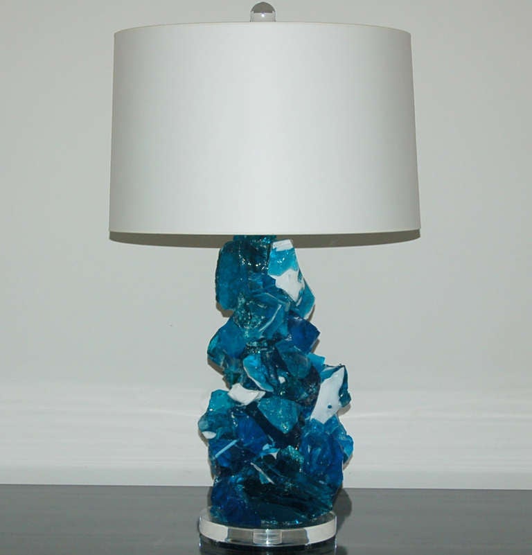 Blue Ice Rock Candy Lamps by Swank Lighting For Sale 2
