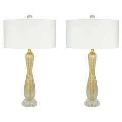 Pair of Classic Vintage Murano Lamps in Champagne