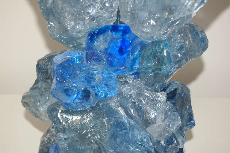 Blue Rock Candy Lamps by Swank Lighting In Excellent Condition For Sale In Little Rock, AR