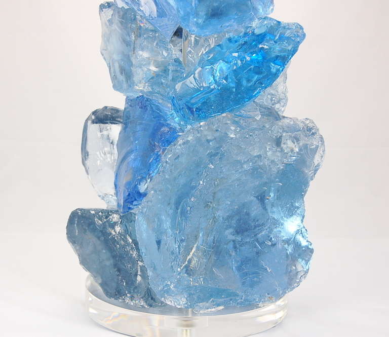 Blue Rock Candy Lamps by Swank Lighting For Sale 1