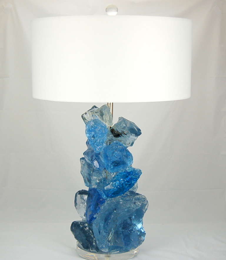 American Blue Rock Candy Lamps by Swank Lighting For Sale