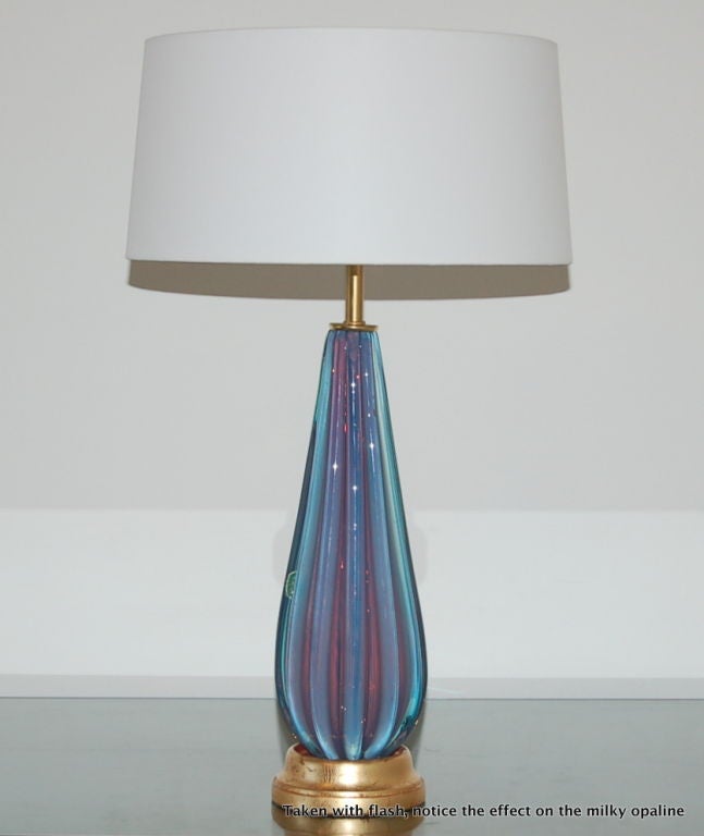 20th Century Deep Lavender Opaline Vintage Murano Lamps by Seguso