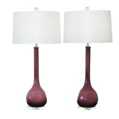 Vintage Dimpled Murano Lamps in Lavender Plum