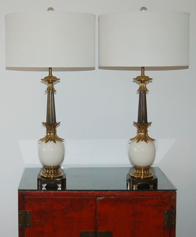 Pair of Stiffel Ostrich Egg Lamps from the 1950s For Sale 2