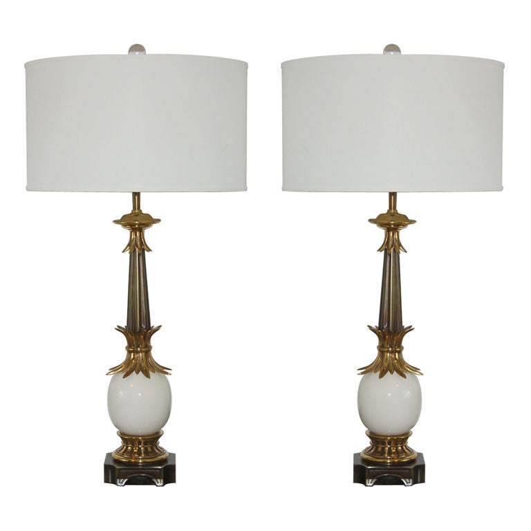 Pair of Stiffel Ostrich Egg Lamps from the 1950s For Sale