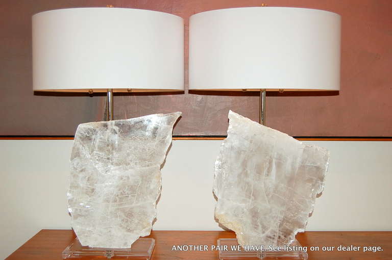 Pair of Selenite Table Lamps by Swank Lighting 2