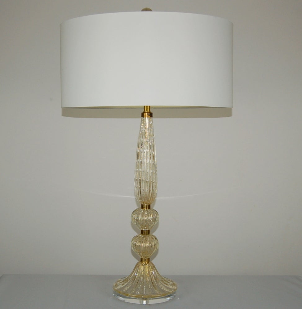 Gold Barovier and Toso Murano Table Lamps