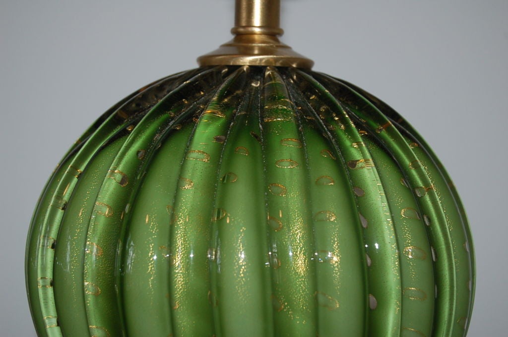 Vintage Green Stacked Murano Lamps by Barovier & Toso 3