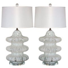 Vintage Murano, Three-Tier Lamps in White and Clear