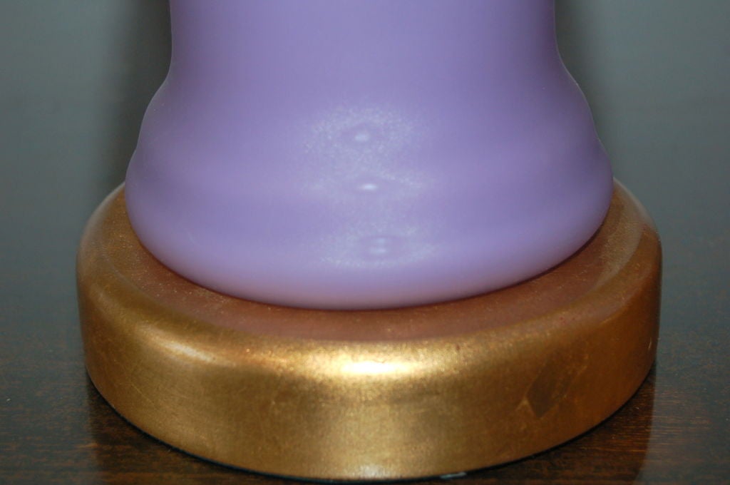 Pair of Vintage Murano Lamps by Seguso in Lavender Orchid Frost In Excellent Condition In Little Rock, AR