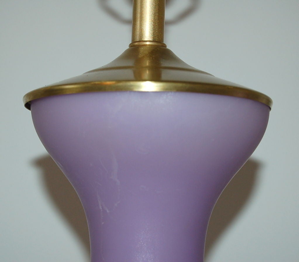 20th Century Pair of Vintage Murano Lamps by Seguso in Lavender Orchid Frost