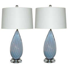 Pair of Lavender Vintage Murano Lamps by Archimede Seguso