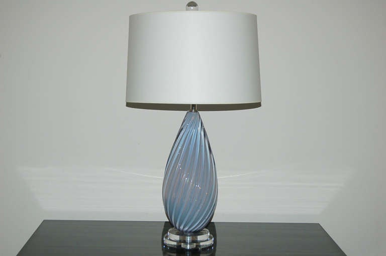 Pair of Lavender Vintage Murano Lamps by Archimede Seguso