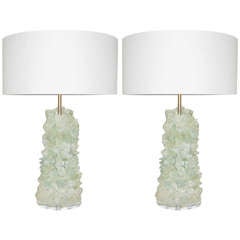 Pair of Rock Candy Lamps in Ice by Swank Lighting