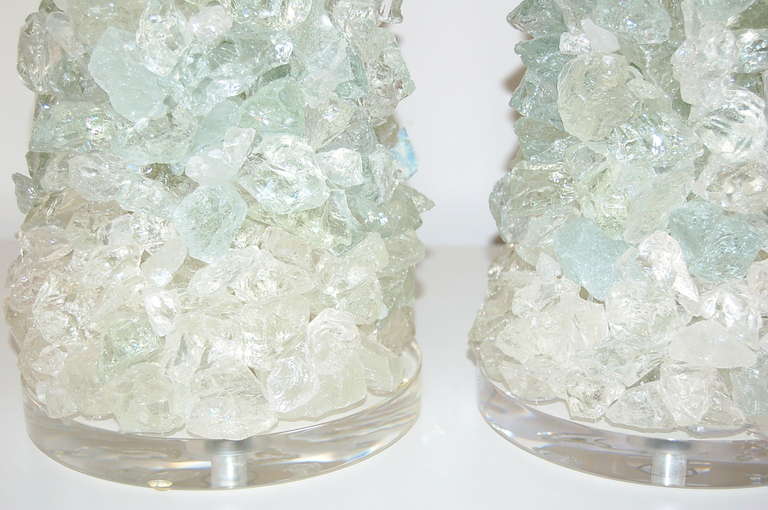 Pair of Rock Candy Lamps in Ice by Swank Lighting In Excellent Condition In Little Rock, AR