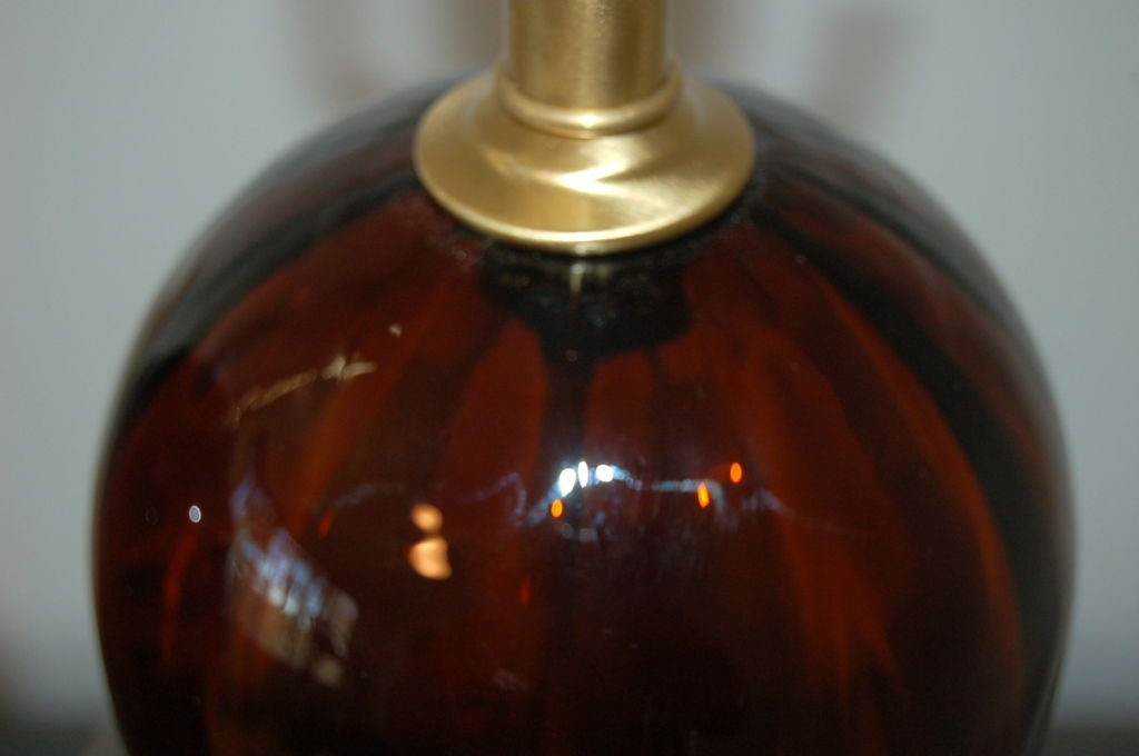 Mid-20th Century Vintage Murano Teardrop Lamps in Cognac For Sale