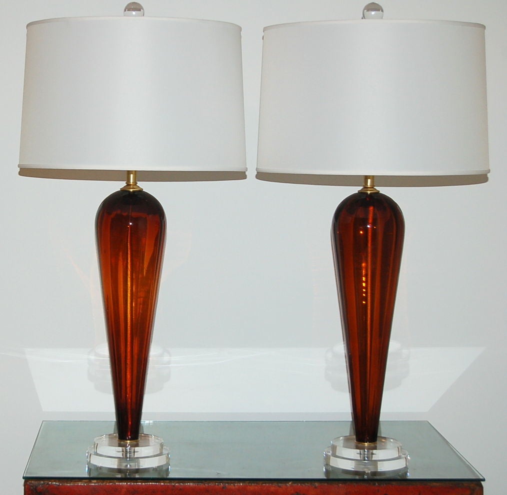 Vintage Murano Teardrop Lamps in Cognac For Sale 2
