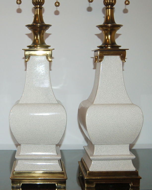 American Pair of Vintage Stiffel Crackle Glazed Lamps For Sale