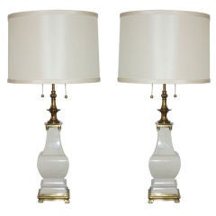 Pair of Vintage Stiffel Crackle Glazed Lamps