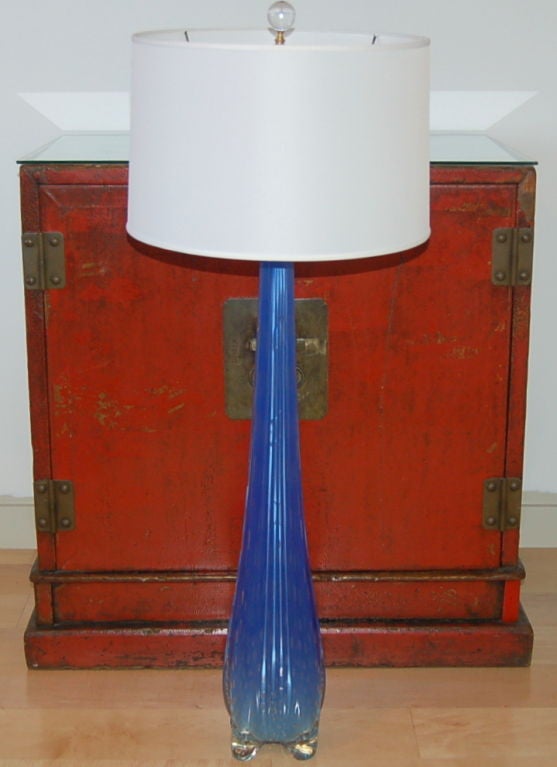 20th Century Monumental Footed Vintage Murano Lamp in Deep Royal Blue For Sale