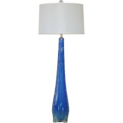 Monumental Footed Vintage Murano Lamp in Deep Royal Blue