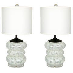 Pair of Vintage Murano, Three Tier Bedside Lamps