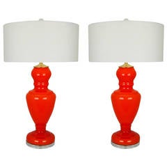 Red Orange Vintage Murano Lamps 