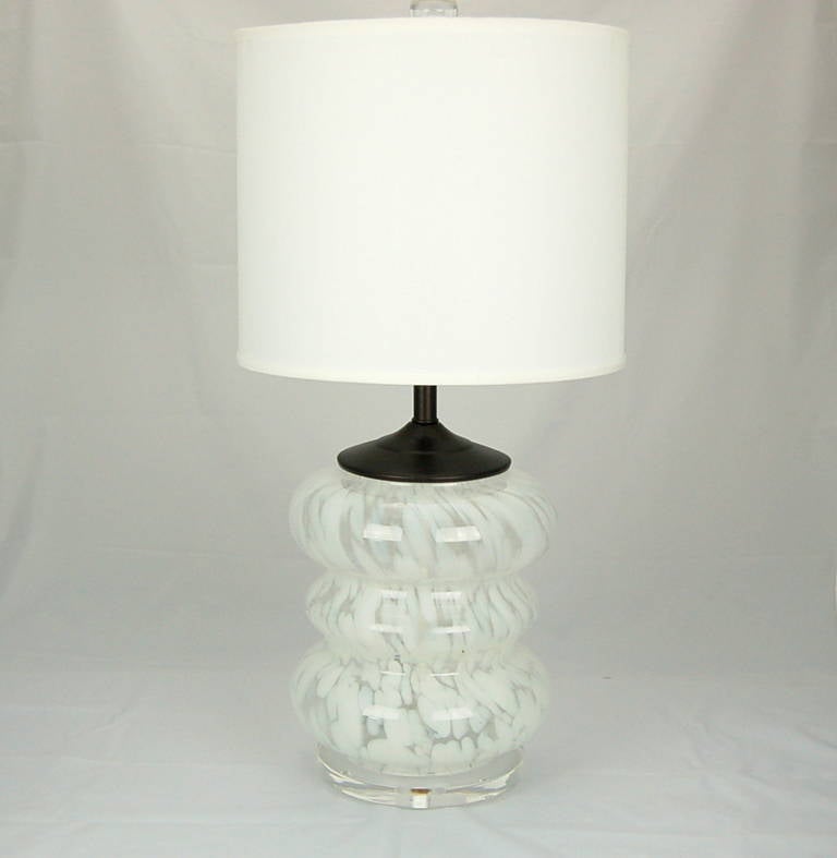 Italian Pair of Vintage Murano, Three Tier Bedside Lamps For Sale