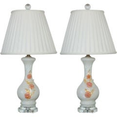 Vintage Murano Lamps with Applied Glass Roses in Vanilla