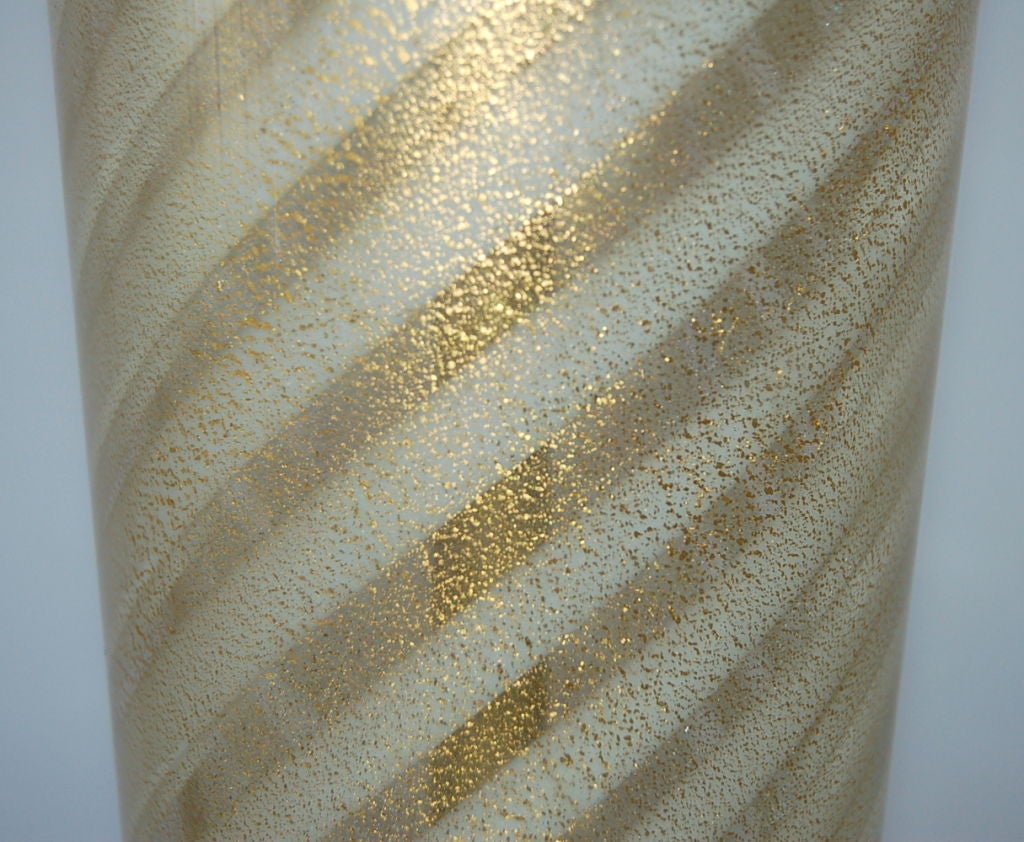 20th Century Golden Striped Sommerso Murano Lamp on Gold Leaf For Sale