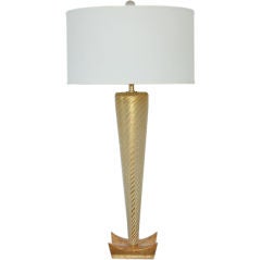 Golden Striped Sommerso Murano Lamp on Gold Leaf