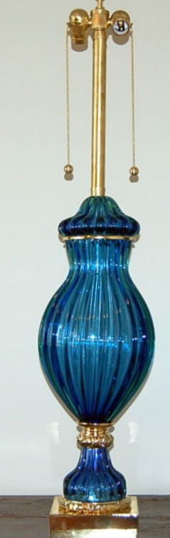 Italian Vintage Murano Blue Venetian Glass Lamp by The Marbro Company