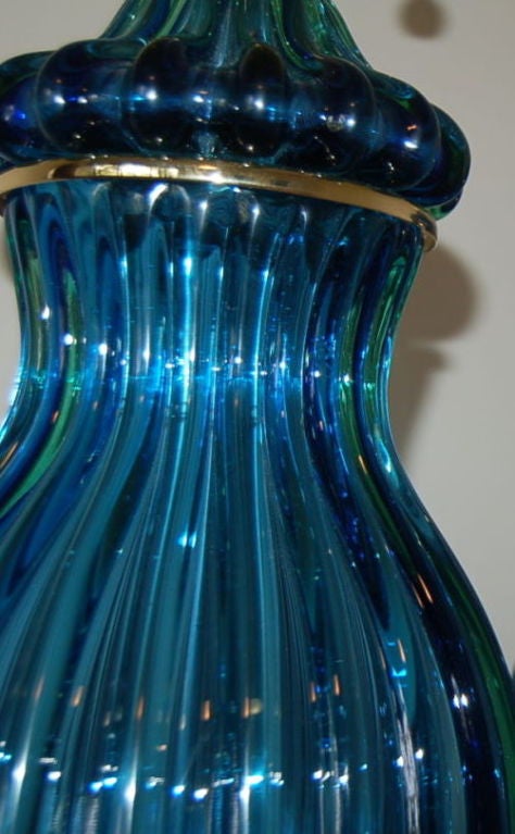 20th Century Vintage Murano Blue Venetian Glass Lamp by The Marbro Company
