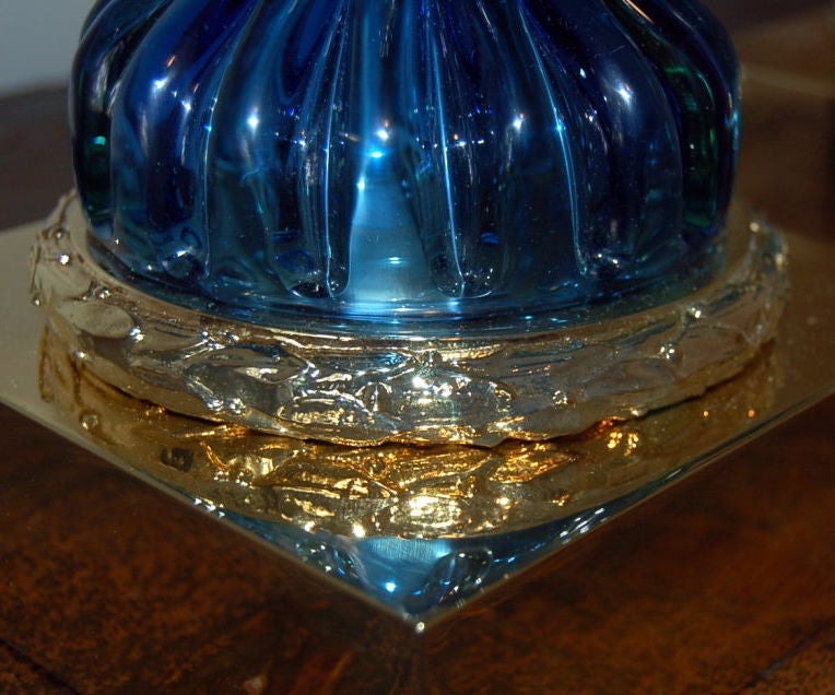 Murano Glass Vintage Murano Blue Venetian Glass Lamp by The Marbro Company