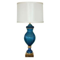 Vintage Murano Blue Venetian Glass Lamp by The Marbro Company