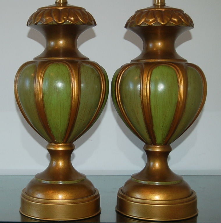 Italian Green Ceramic Table Lamps by Marbro For Sale
