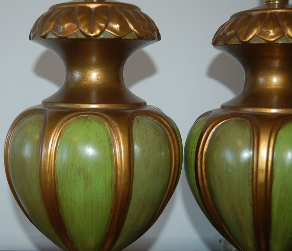 Green Ceramic Table Lamps by Marbro In Excellent Condition For Sale In Little Rock, AR
