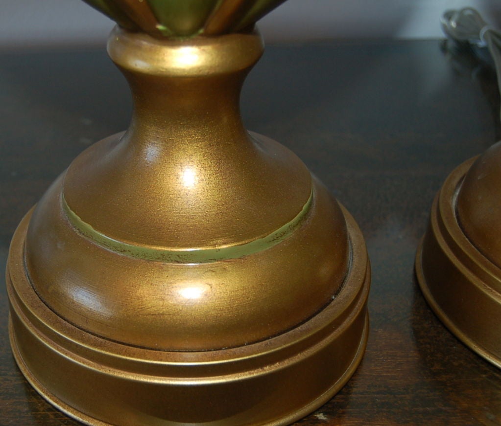 Mid-20th Century Green Ceramic Table Lamps by Marbro For Sale