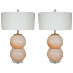 Pink Murano Table Lamps of Stacked Balls