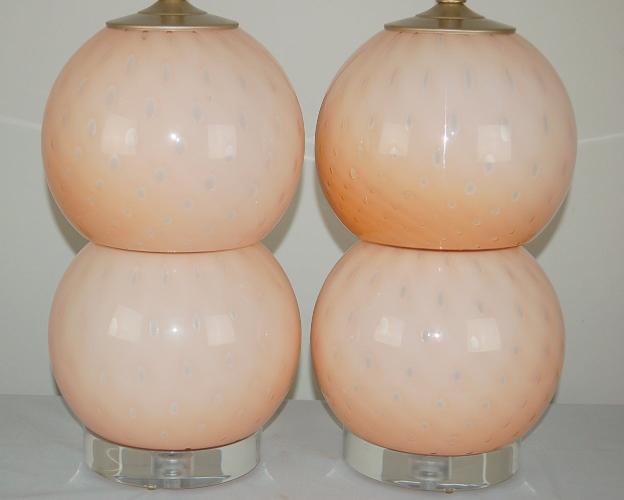 Italian Pink Murano Table Lamps of Stacked Balls