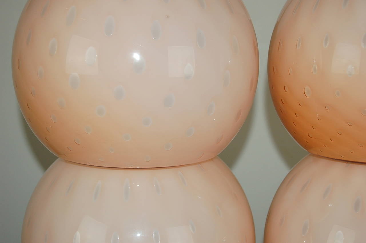 Mid-20th Century Pink Murano Table Lamps of Stacked Balls