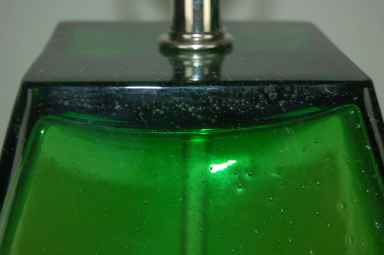 Green Art Glass Pulegoso Table Lamps For Sale 1