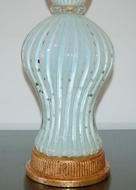 Curvaceous White Opaline Murano Lampwith Controlled Bubbles In Excellent Condition For Sale In Little Rock, AR