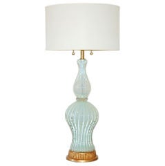 Curvaceous White Opaline Murano Lampwith Controlled Bubbles